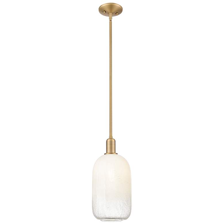 Image 1 Downtown Brookhaven Cloche 7"W Brass Mini Pendant w/ Opal Shade