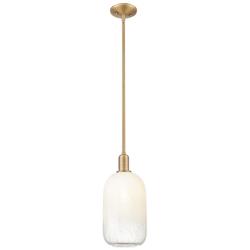Downtown Brookhaven Cloche 7"W Brass Mini Pendant w/ Opal Shade