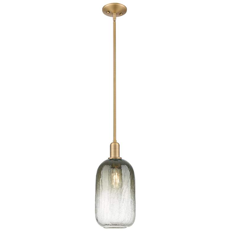 Image 1 Downtown Brookhaven Cloche 7"W Brass Mini Pendant w/ Slate Shade