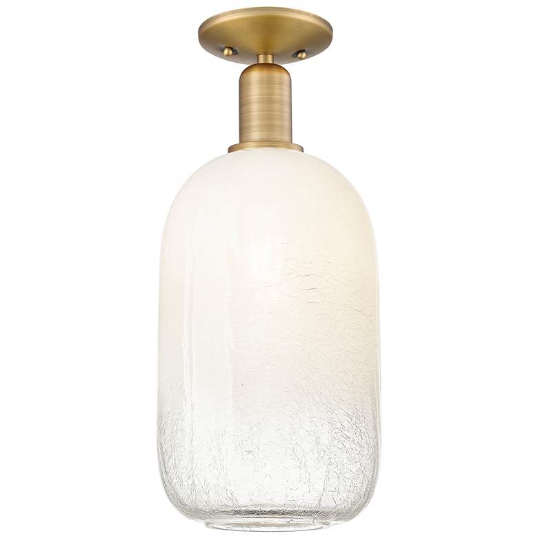 Image 1 Downtown Brookhaven Cloche 7"W Brass Semi Flush Mount w/ Opal Shade