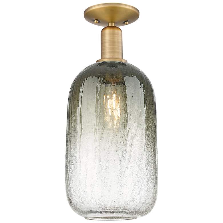 Image 1 Downtown Brookhaven Cloche 7"W Brass Semi Flush Mount w/ Slate Shade