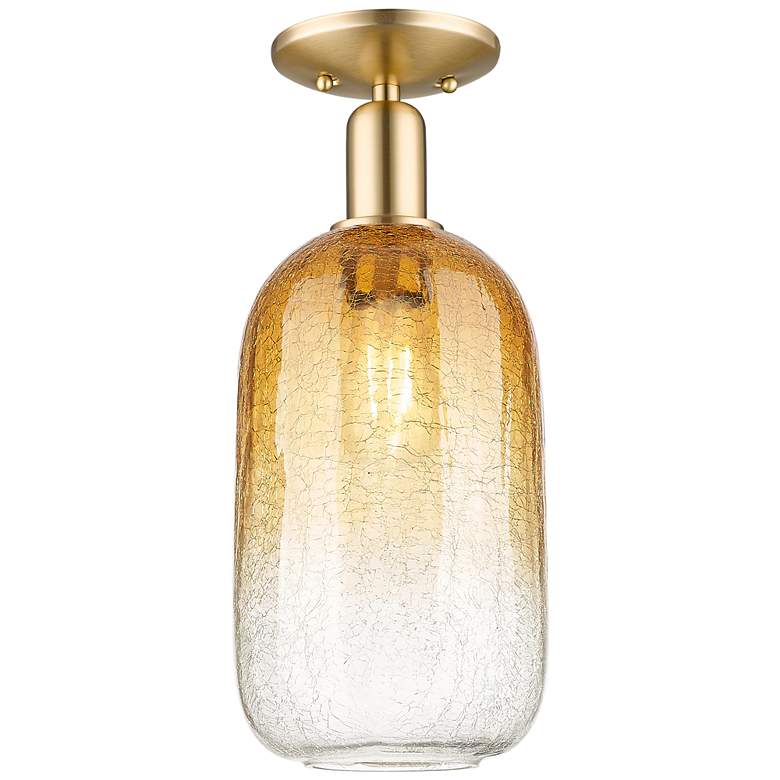 Image 1 Downtown Brookhaven Cloche 7"W Bronze Semi Flush Mount w/ Amber Shade