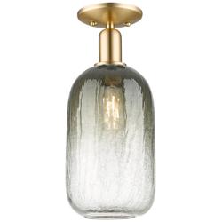 Downtown Brookhaven Cloche 7"W Bronze Semi Flush Mount w/ Slate Shade