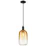 1_Downtown Brookhaven Cloche 7"W Cord Black Mini Pendant w/ Amber Shade