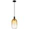 Downtown Brookhaven Cloche 7"W Cord Black Mini Pendant w/ Amber Shade