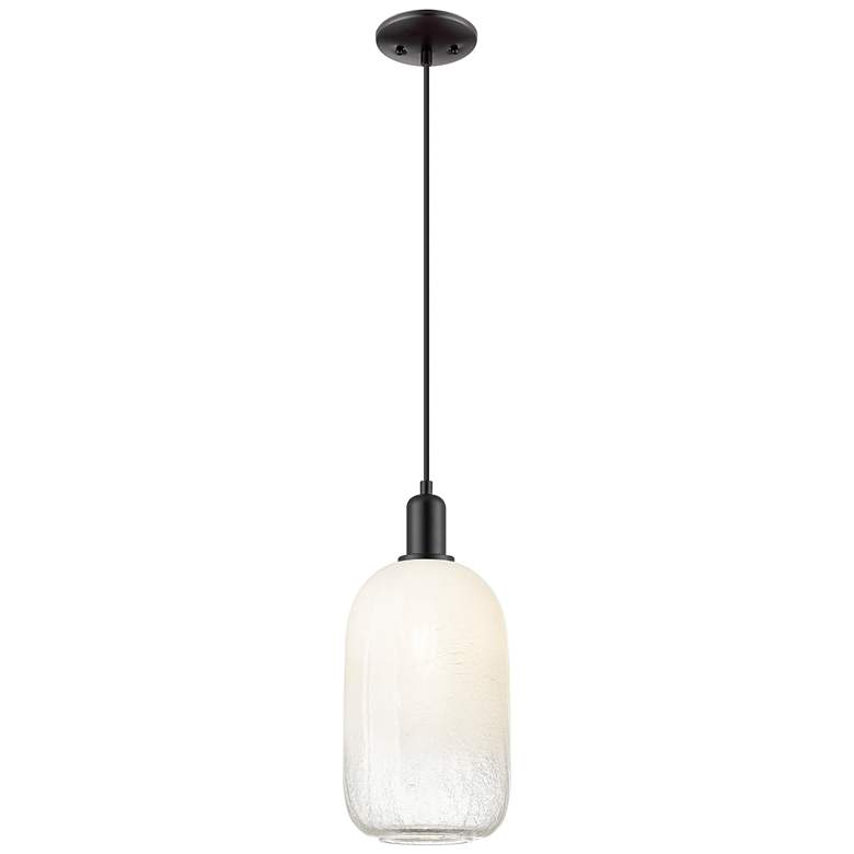 Image 1 Downtown Brookhaven Cloche 7"W Cord Black Mini Pendant w/ Opal Shade
