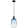 Downtown Brookhaven Cloche 7"W Cord Black Pendant w/ Sapphire Shade