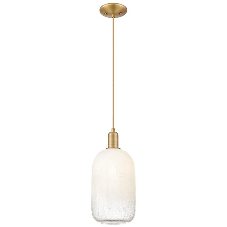 Image 1 Downtown Brookhaven Cloche 7"W Cord Brass Mini Pendant w/ Opal Shade