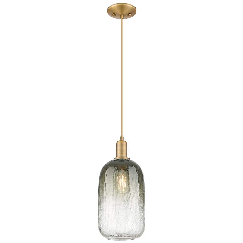 Image 1 Downtown Brookhaven Cloche 7"W Cord Brass Mini Pendant w/ Slate Shade