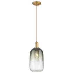 Downtown Brookhaven Cloche 7"W Cord Brass Mini Pendant w/ Slate Shade