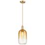1_Downtown Brookhaven Cloche 7"W Cord Bronze Mini Pendant w/ Amber Shade