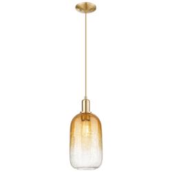 Downtown Brookhaven Cloche 7"W Cord Bronze Mini Pendant w/ Amber Shade