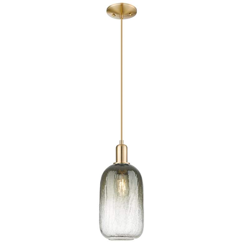 Image 1 Downtown Brookhaven Cloche 7"W Cord Bronze Mini Pendant w/ Slate Shade