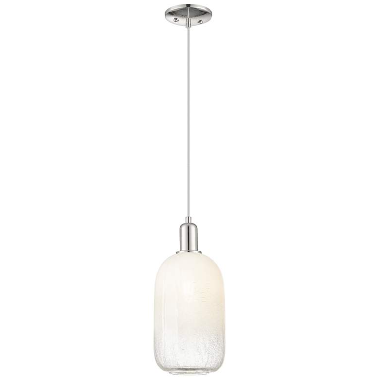 Image 1 Downtown Brookhaven Cloche 7"W Cord Nickel Mini Pendant w/ Opal Shade