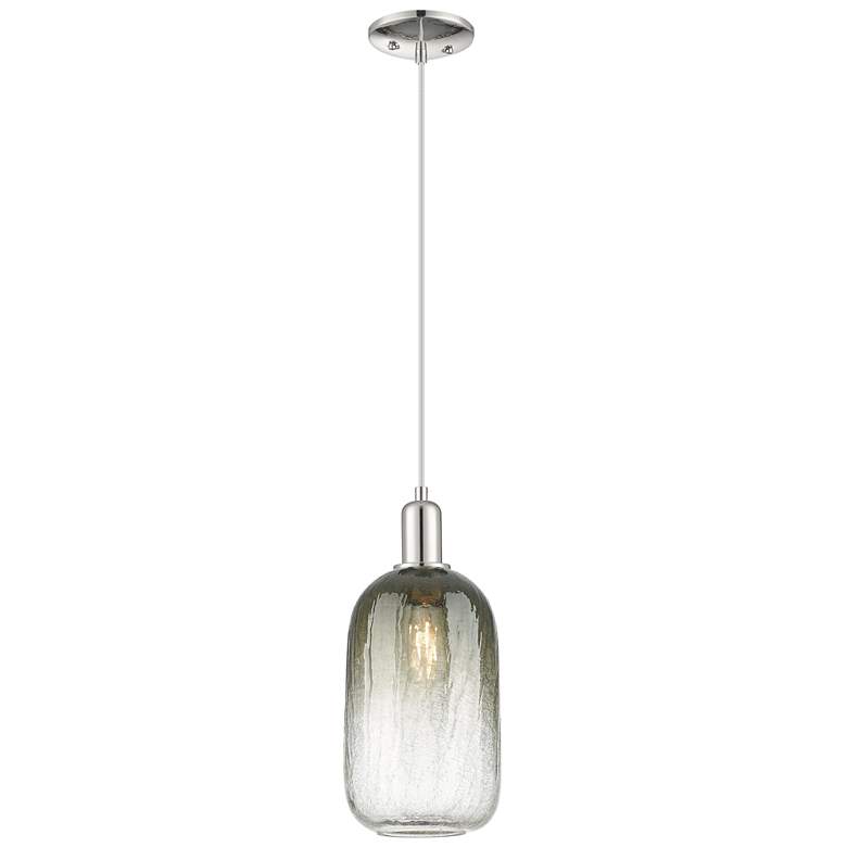 Image 1 Downtown Brookhaven Cloche 7"W Cord Nickel Mini Pendant w/ Slate Shade