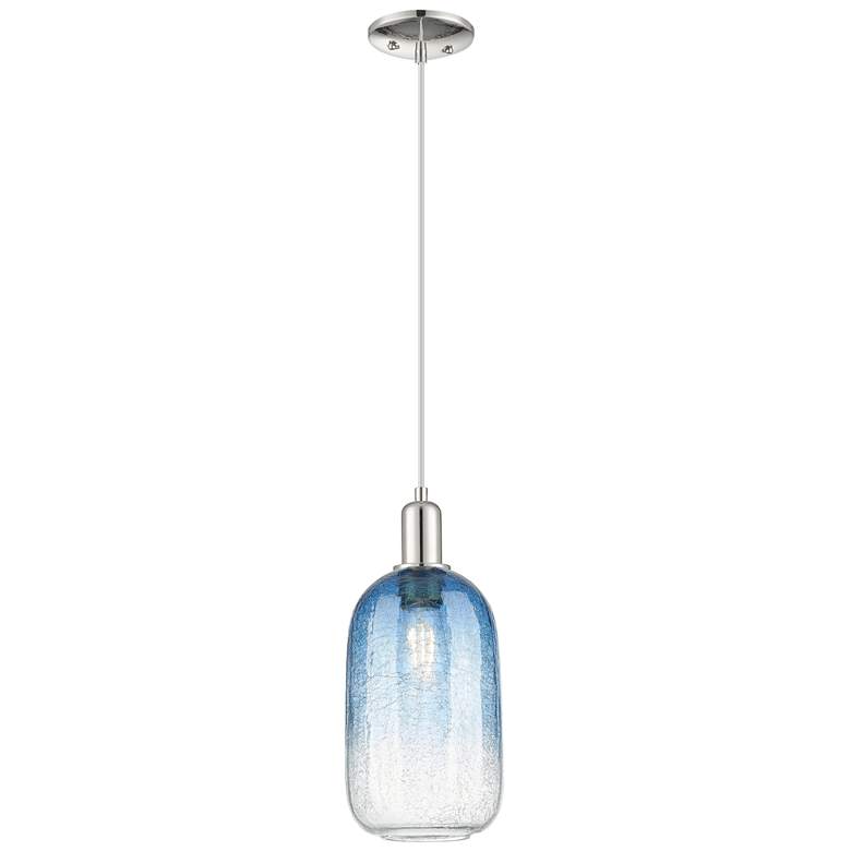 Image 1 Downtown Brookhaven Cloche 7"W Cord Nickel Pendant w/ Sapphire Shade