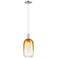 Downtown Brookhaven Cloche 7"W Cord Satin Nickel Pendant w/ Amber Shade