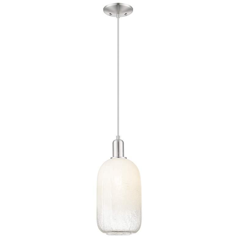 Image 1 Downtown Brookhaven Cloche 7"W Cord Satin Nickel Pendant w/ Opal Shade