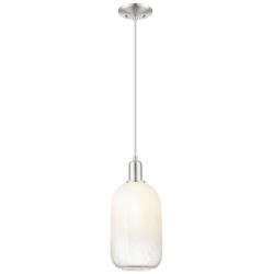 Downtown Brookhaven Cloche 7"W Cord Satin Nickel Pendant w/ Opal Shade