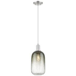 Downtown Brookhaven Cloche 7"W Cord Satin Nickel Pendant w/ Slate Shade