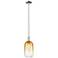 Downtown Brookhaven Cloche 7"W Nickel Mini Pendant w/ Amber Shade