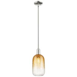 Downtown Brookhaven Cloche 7"W Nickel Mini Pendant w/ Amber Shade