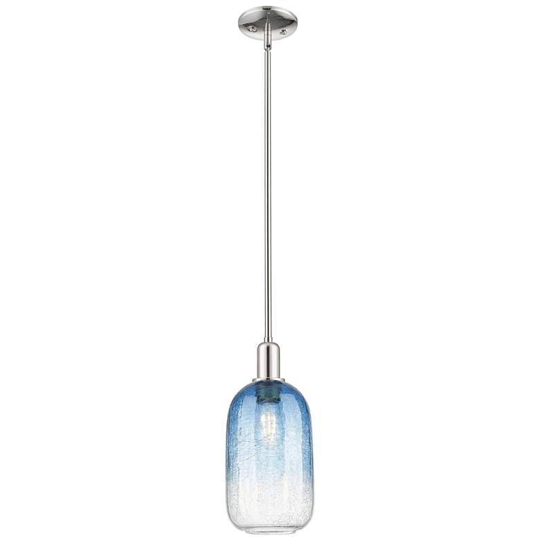 Image 1 Downtown Brookhaven Cloche 7"W Nickel Mini Pendant w/ Sapphire Shade