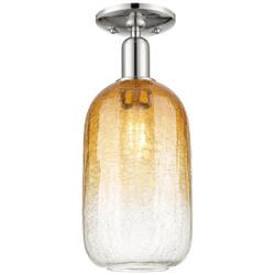 Downtown Brookhaven Cloche 7"W Nickel Semi Flush Mount w/ Amber Shade