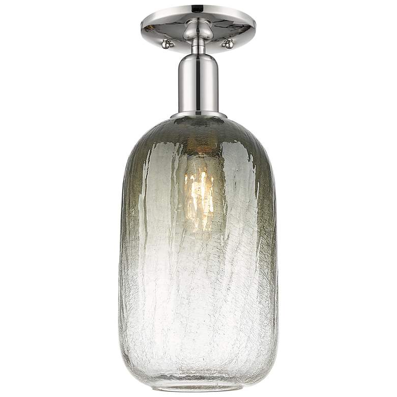 Image 1 Downtown Brookhaven Cloche 7"W Nickel Semi Flush Mount w/ Slate Shade