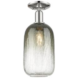 Downtown Brookhaven Cloche 7"W Nickel Semi Flush Mount w/ Slate Shade