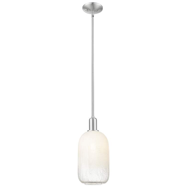 Image 1 Downtown Brookhaven Cloche 7"W Satin Nickel Mini Pendant w/ Opal Shade