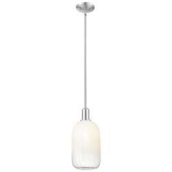 Downtown Brookhaven Cloche 7"W Satin Nickel Mini Pendant w/ Opal Shade