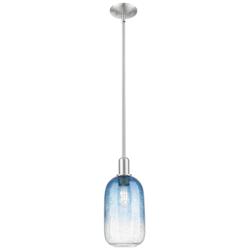 Downtown Brookhaven Cloche 7"W Satin Nickel Pendant w/ Sapphire Shade