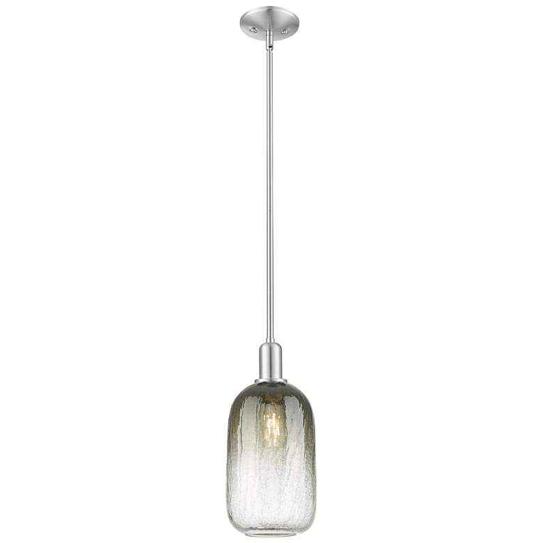 Image 1 Downtown Brookhaven Cloche 7"W Satin Nickel Pendant w/ Slate Shade