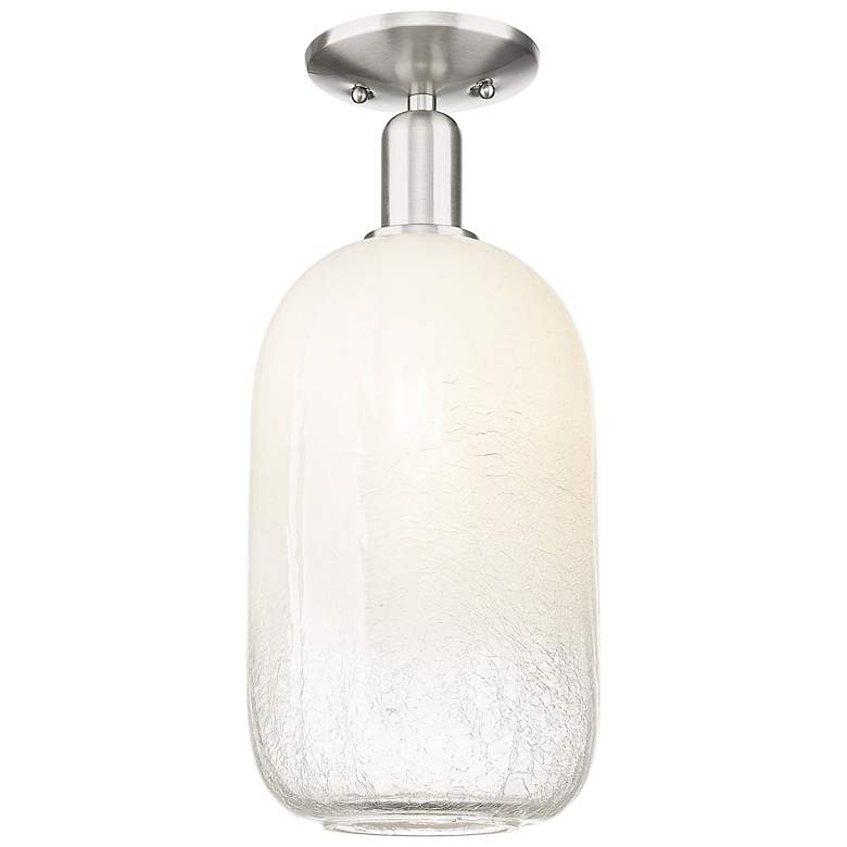 Image 1 Downtown Brookhaven Cloche 7"W Satin Nickel Semi-Flush w/ Opal Shade