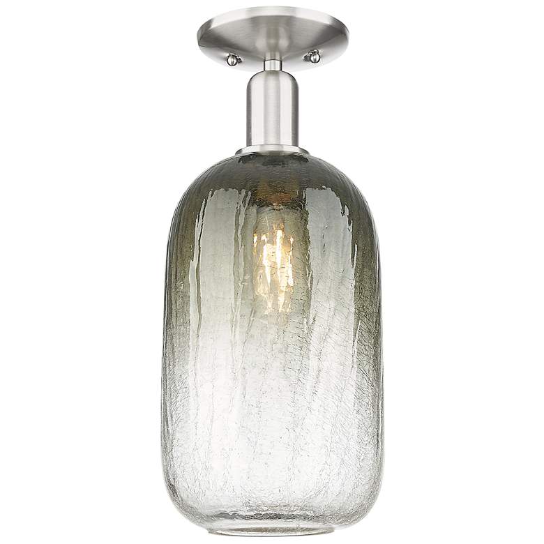 Image 1 Downtown Brookhaven Cloche 7"W Satin Nickel Semi-Flush w/ Slate Shade