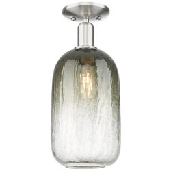Downtown Brookhaven Cloche 7"W Satin Nickel Semi-Flush w/ Slate Shade