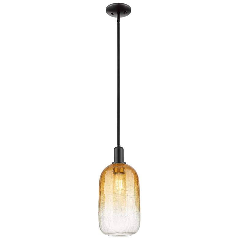 Image 1 Downtown Brookhaven Cloche 7"W Stem Black Mini Pendant w/ Amber Shade