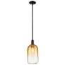 1_Downtown Brookhaven Cloche 7"W Stem Black Mini Pendant w/ Amber Shade
