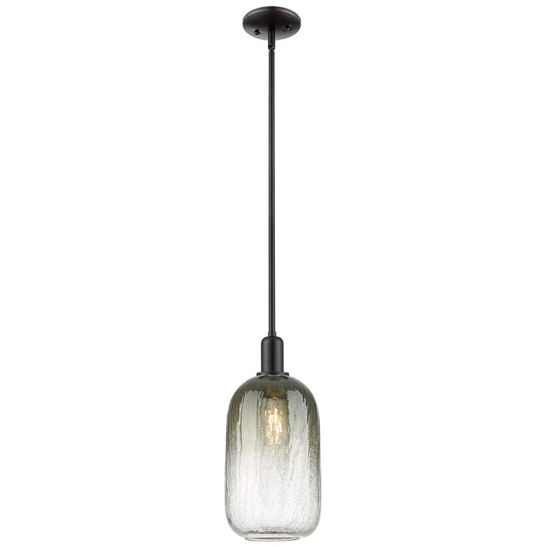 Image 1 Downtown Brookhaven Cloche 7"W Stem Black Mini Pendant w/ Slate Shade