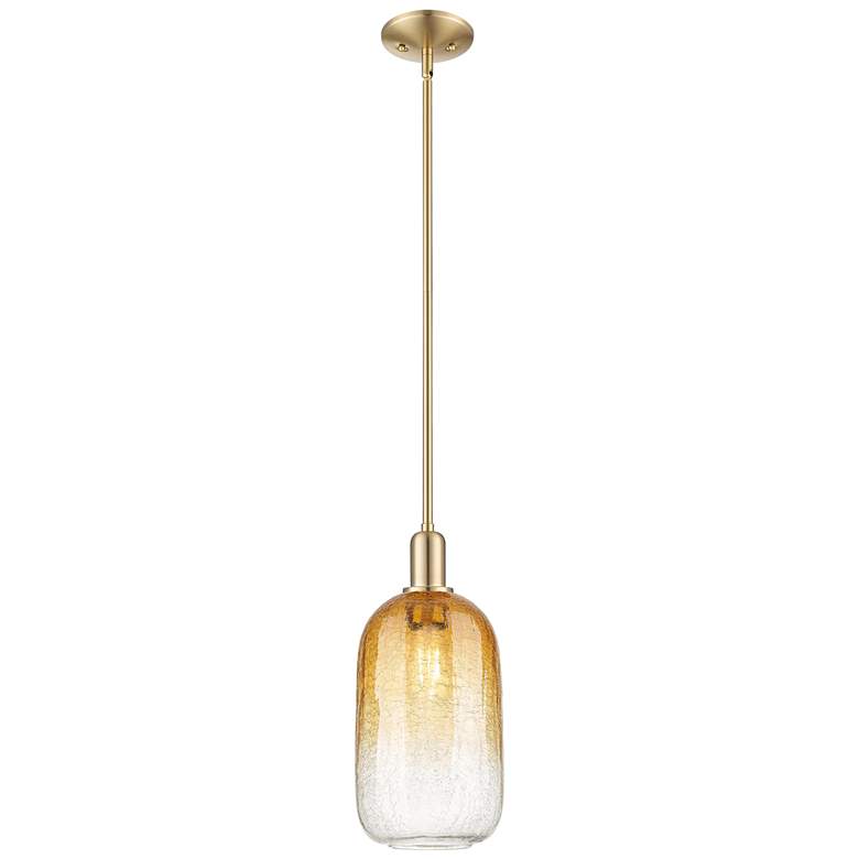 Image 1 Downtown Brookhaven Cloche 7"W Stem Bronze Mini Pendant w/ Amber Shade