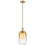 1_Downtown Brookhaven Cloche 7"W Stem Bronze Mini Pendant w/ Amber Shade