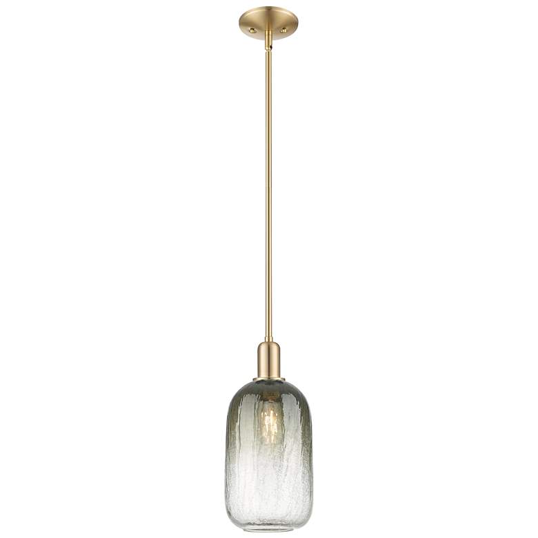 Image 1 Downtown Brookhaven Cloche 7"W Stem Bronze Mini Pendant w/ Slate Shade