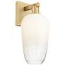 1_Downtown Brookhaven Flute 11 "H Brass Wall Sconce w/ Opal Shade