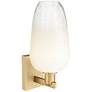 2_Downtown Brookhaven Flute 11 "H Brass Wall Sconce w/ Opal Shade more views