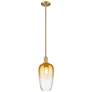 1_Downtown Brookhaven Flute 7"W Brass Mini Pendant w/ Amber Shade