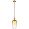 Downtown Brookhaven Flute 7"W Brass Mini Pendant w/ Amber Shade