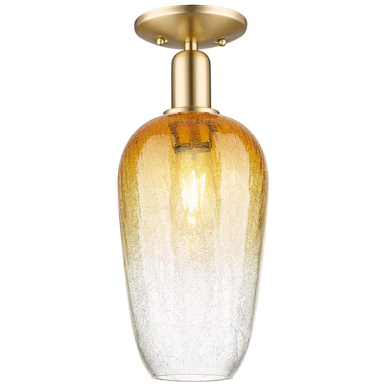 Image 1 Downtown Brookhaven Flute 7"W Bronze Semi Flush Mount w/ Amber Shade