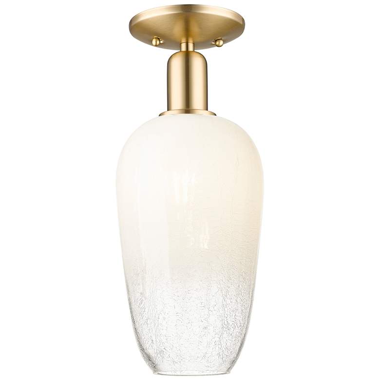 Image 1 Downtown Brookhaven Flute 7"W Bronze Semi Flush Mount w/ Opal Shade