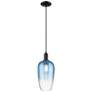 Downtown Brookhaven Flute 7"W Cord Black Pendant w/ Sapphire Shade